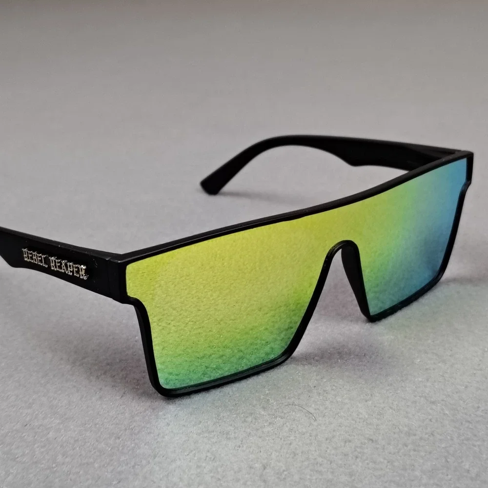 Rebel Reaper Sunglasses Gold Lens Flat Top OFFGRD Style Mirror Surfer Biker NEW